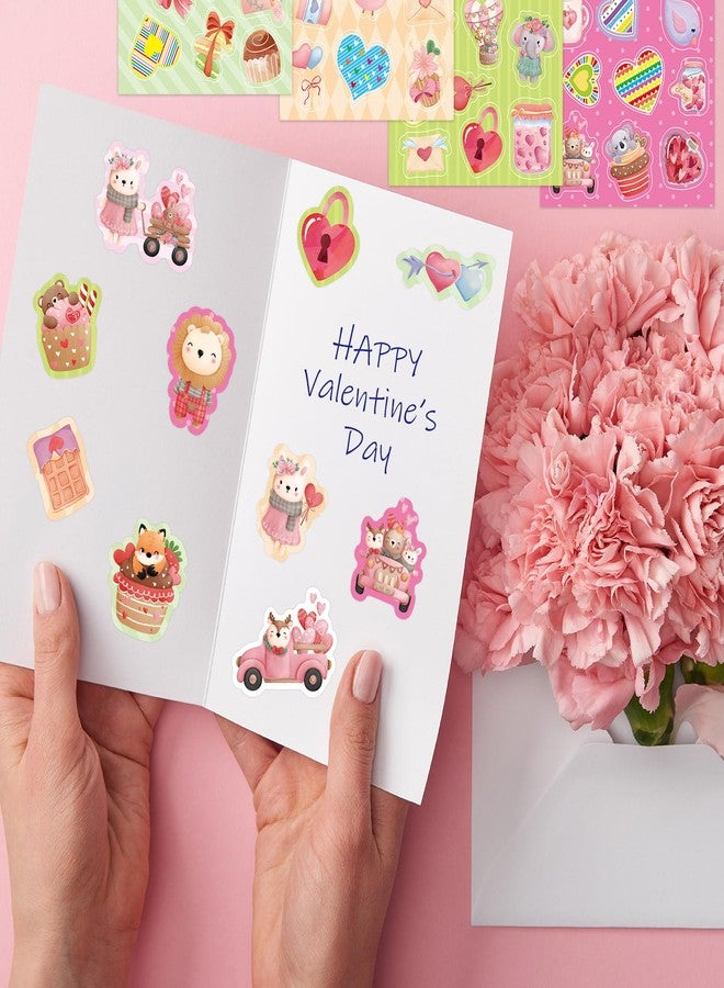 WorldBazaar 48Pcs Valentine's Day Stickers Sheets for Kids Cute Valentine Animal Water Bottle Stickers Crafts Rewards Classroom School Supplies - Image 5